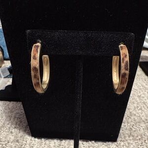 Leopard Gold and Brown Hoop Earrings
